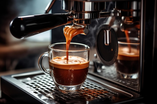 Preparazione di caffè espresso con macchina da caffè AI generativa
