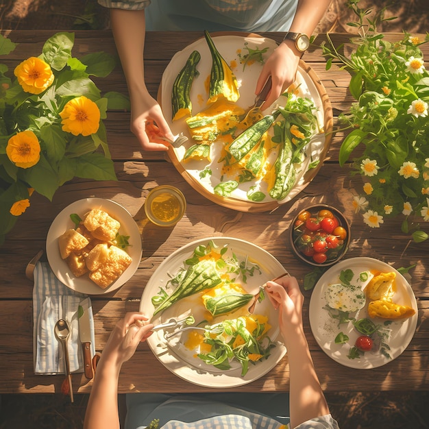 Preparazione di omelette vegetali fresche