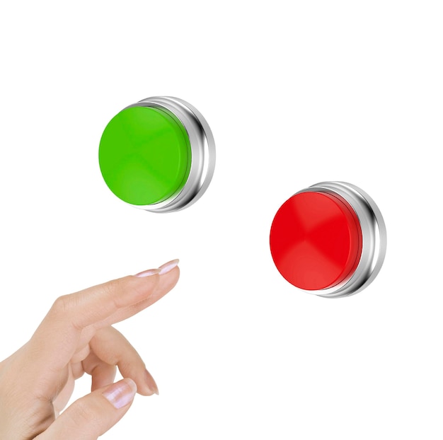 Pressing GO buttons isolated on white background