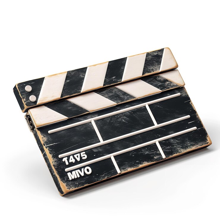 Foto pretty film clapper isolato su sfondo bianco