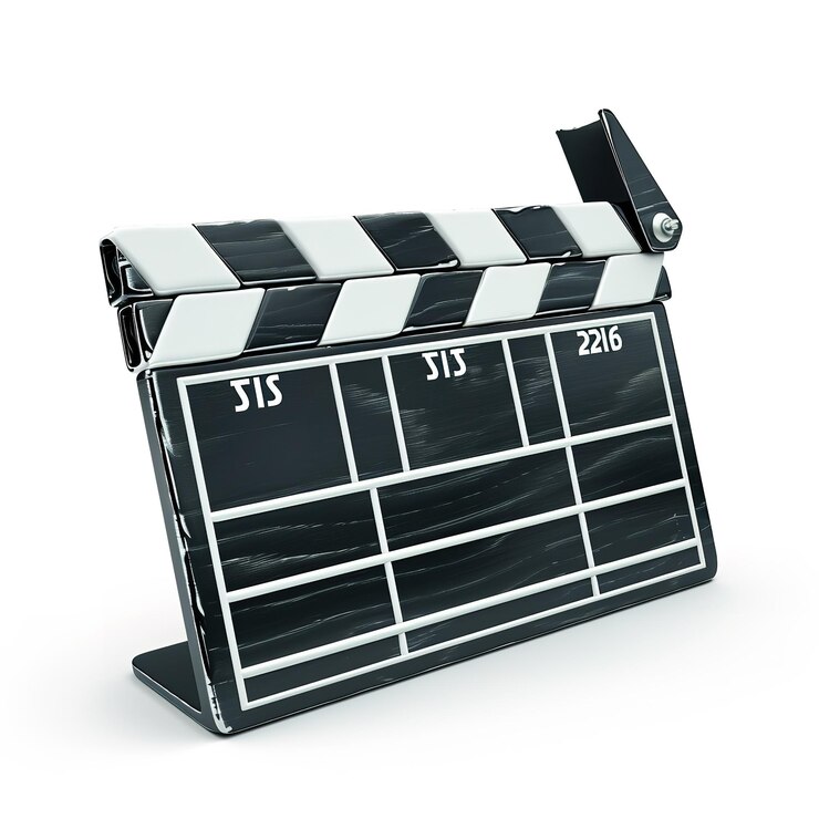Foto pretty film clapper isolato su sfondo bianco