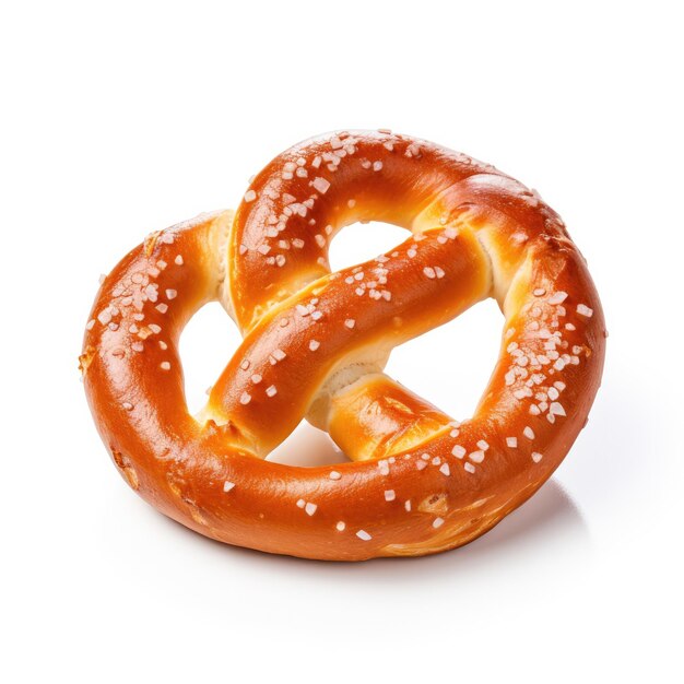 Pretzel isolato su sfondo bianco AI generativa