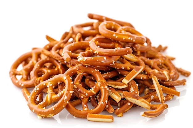 Pretzels di sale su sfondo bianco