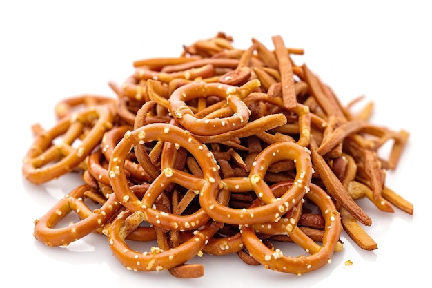 Pretzels di sale su sfondo bianco