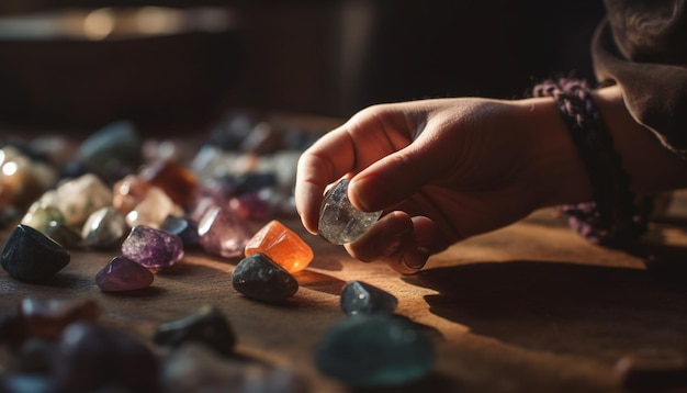 Preziosa collezione di pietre preziose dai colori vivaci abile gioielliere generato dall'intelligenza artificiale