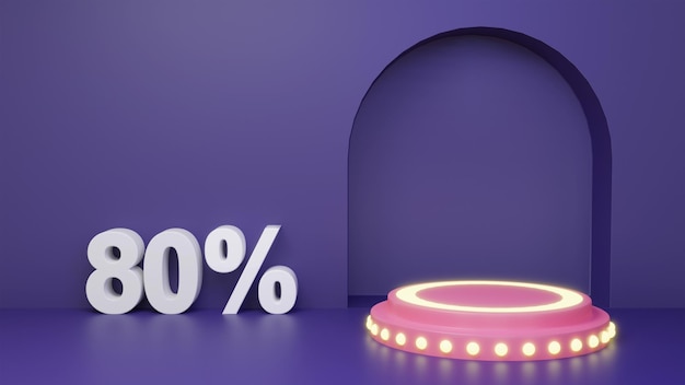Prezzo di sconto del podio di vendita 80% di sconto con sfondo di colore viola