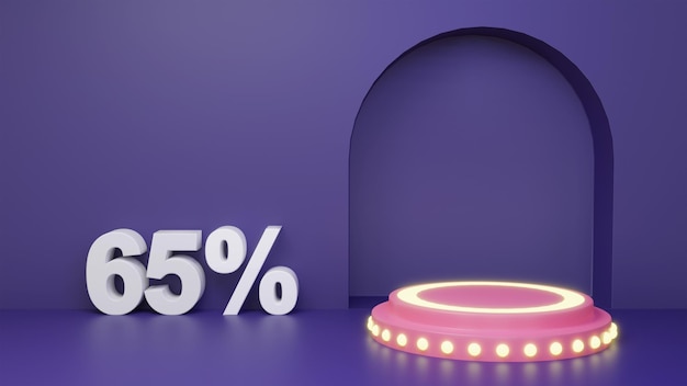 Prezzo di sconto sul podio di vendita 65% di sconto con sfondo di colore viola