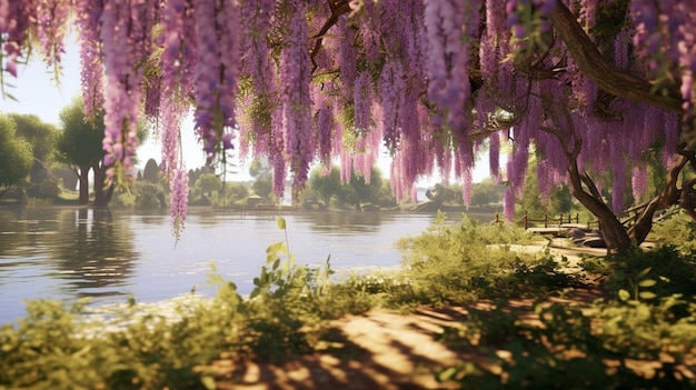 primavera alberi e fiori carta da parati HD 8K immagine fotografica