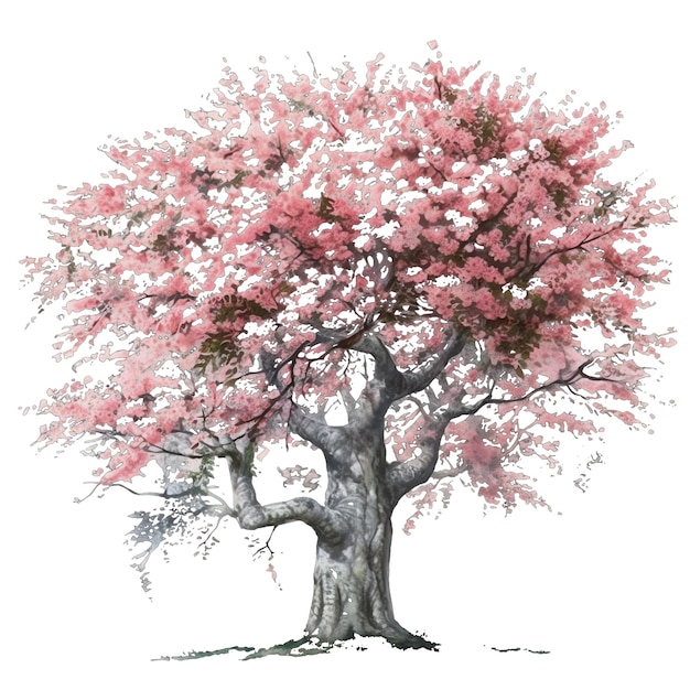 Primavera albero di ciliegio in fiore acquerello illustrazione primavera clipart