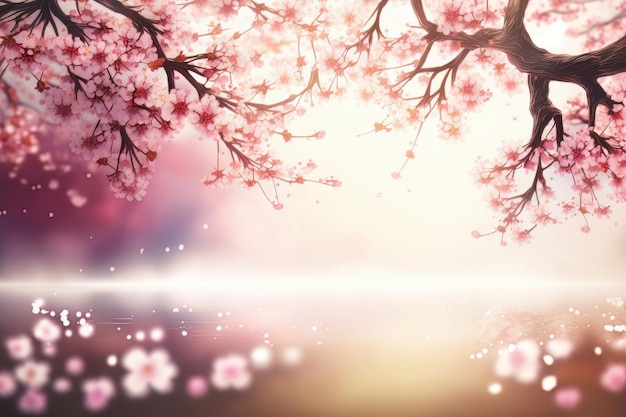 Primavera Beauliful Cherry Blossom sfondo illustrazione AI generativa