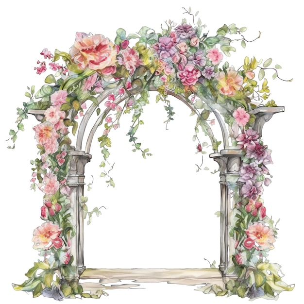 Primavera giardino floreale arco acquerello illustrazione primavera clipart