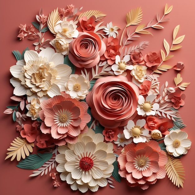 primavera papercut con fiori