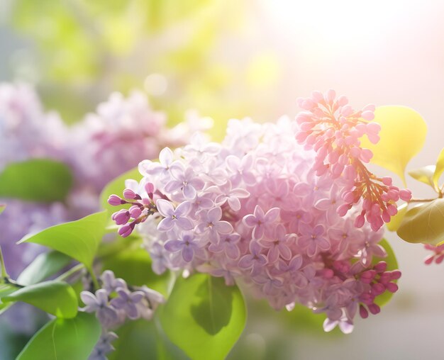 Primavera ramo di lilla in fiore Ramo lilla su sfondo sfocato Closeup di un ramo lilla
