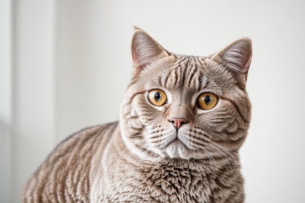 Primo piano adorabile di un simpatico gatto domestico con baffi guardando la telecamera