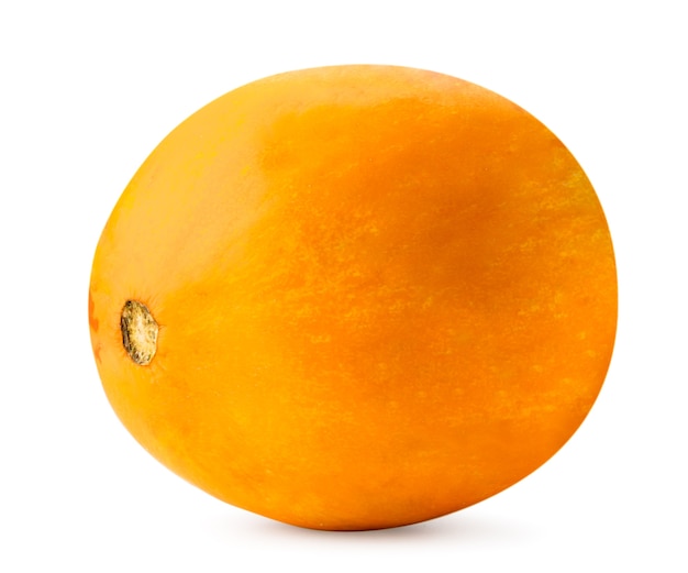 Primo piano arancione del melone su un bianco