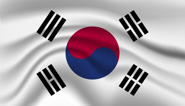 Primo piano Bandiera nazionale della Corea che sventola un'illustrazione vettoriale realistica