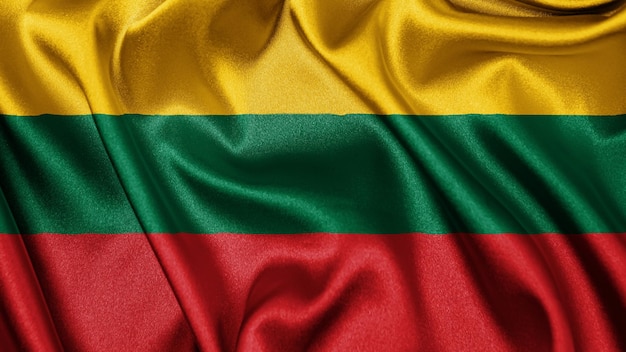 Primo piano bandiera texture realistica della Lituania