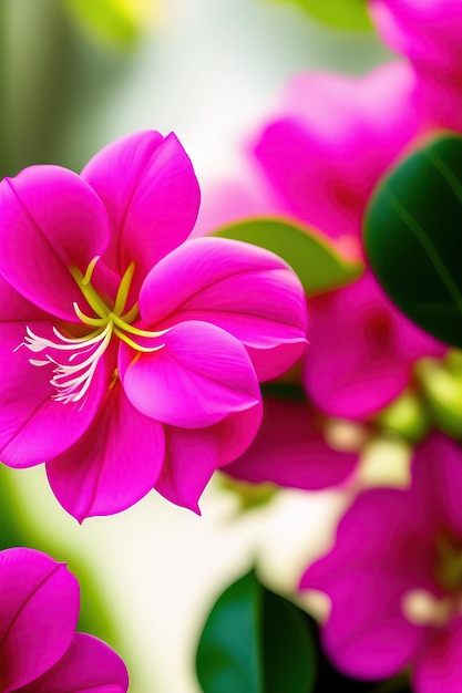 Primo piano bellissimi fiori di Bougainvillea rosa e bianco brillante su sfondo folliage Banner