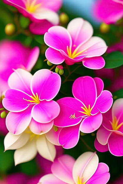 Primo piano bellissimi fiori di Bougainvillea rosa e bianco brillante su sfondo folliage Banner