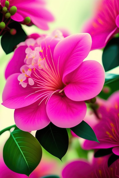 Primo piano bellissimi fiori di Bougainvillea rosa e bianco brillante su sfondo folliage