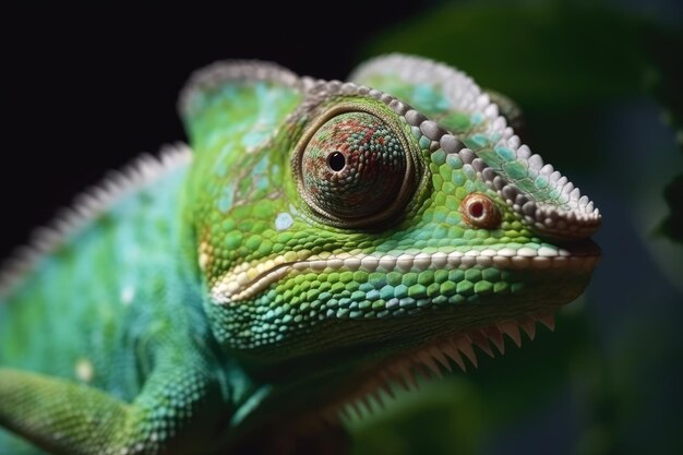 Primo piano camaleonte di colore verde