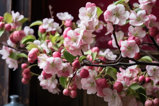 Primo piano dei fiori di melo prima di trasformarsi in frutti