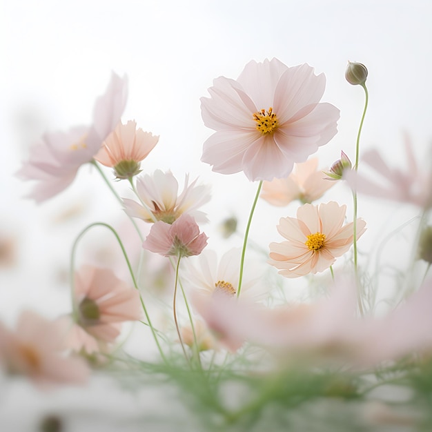 Primo piano dei fiori teneri dell'universo Aria leggera immagine artistica delicata AI generata