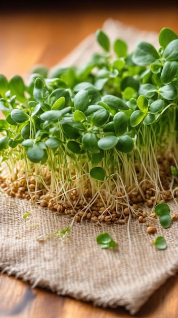 Primo piano dei microgreens generato con AI