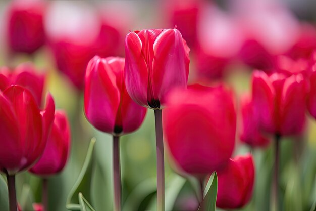 Primo piano dei tulipani con i loro petali in piena fioritura
