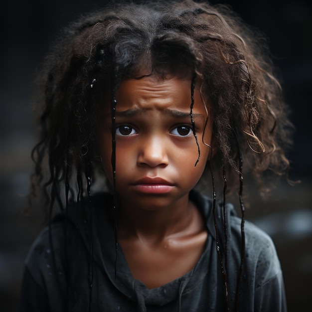 Primo piano del bambino con i dreadlocks Ritratto di capelli naturali con acconciatura di ispirazione etnica