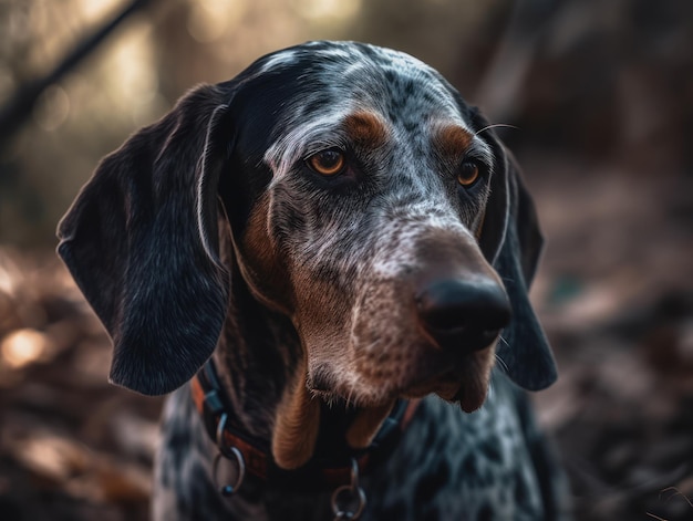 Primo piano del cane Bluetick Coonhound creato con la tecnologia AI generativa