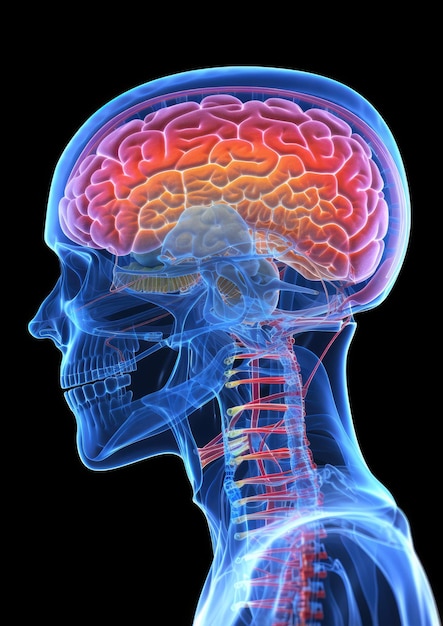 Primo piano del cervello umano, la parte più importante del corpo umano Ai generativa