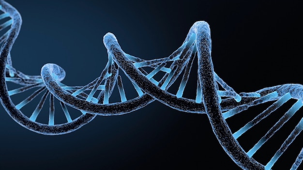 Primo piano del filamento di DNA umano