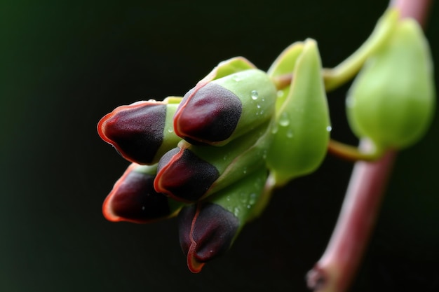 Primo piano del fiore di cactus Echeveria con gocce d'acqua