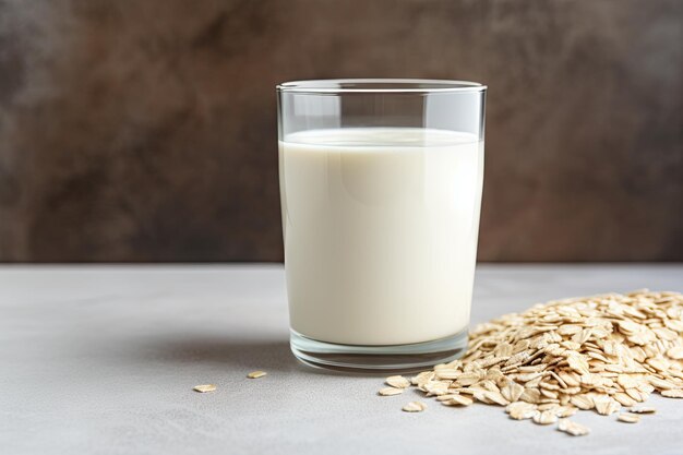 Primo piano del latte d'avena vegano, un'alternativa non casearia in un bicchiere