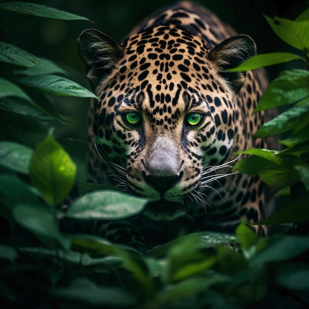 primo piano del leopardo nella foresta