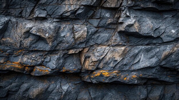 Primo piano del lichene giallo sulla parete rocciosa