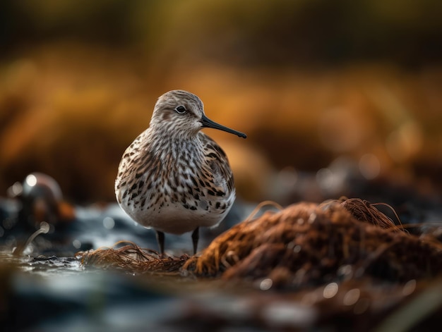 Primo piano del ritratto dell'uccello Dunlin creato con la tecnologia AI generativa