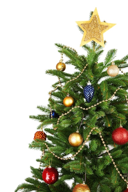 Primo piano dell'albero di Natale decorato