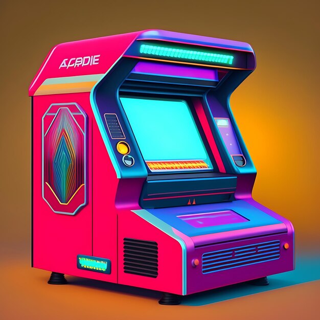 Primo piano dell'illustrazione della macchina arcade degli anni '80