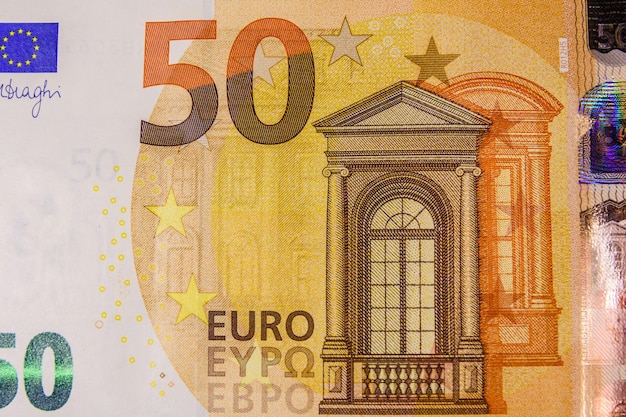 Primo piano della banconota da cinquanta euro