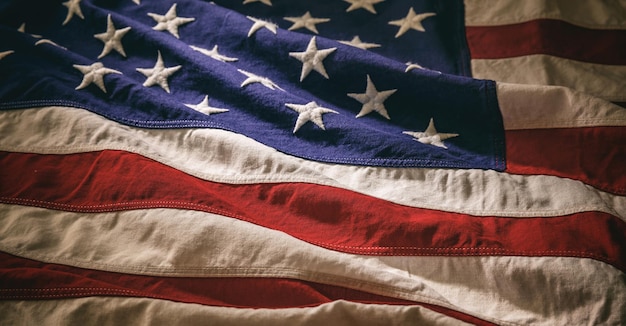 Primo piano della bandiera degli Stati Uniti Festa nazionale degli Stati Uniti d'America celebrare lo sfondo
