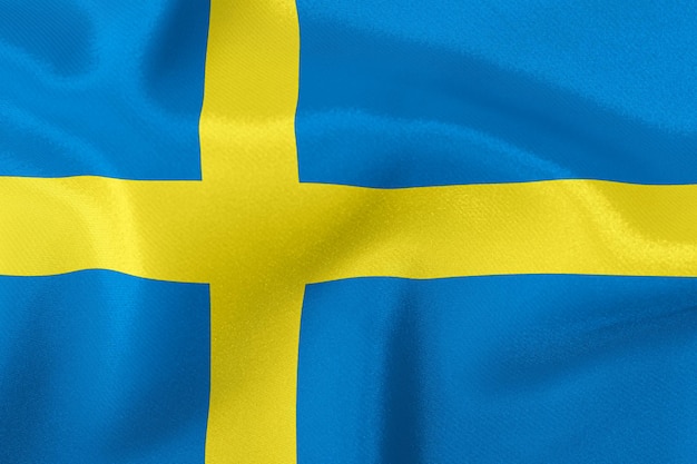 Primo piano della bandiera dello stato della Svezia