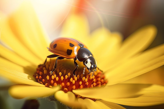 Primo piano della coccinella Illustrazione AI GenerativexA