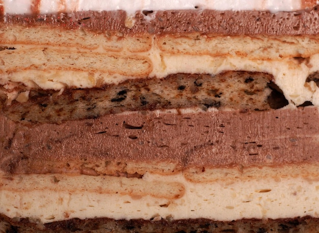 primo piano della consistenza della torta dolce