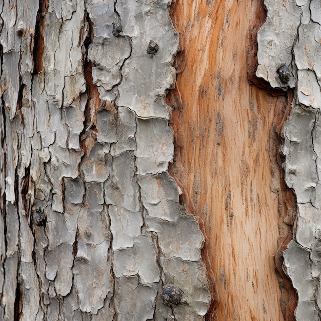 Primo piano della corteccia di albero con motivi naturali