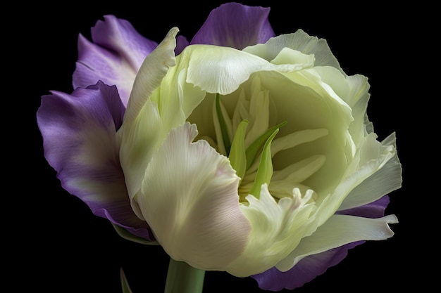 Primo piano della fioritura di eustoma con i suoi petali e pistilli in piena vista