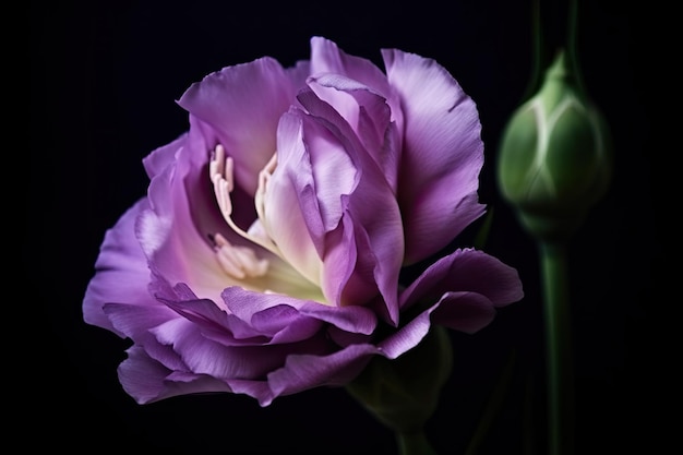 Primo piano della fioritura di eustoma con i suoi petali e pistilli in piena vista