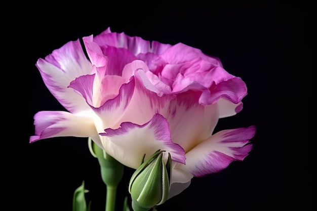 Primo piano della fioritura di eustoma con petali delicati in piena vista