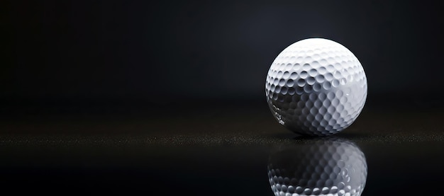 Primo piano della pallina da golf isolata su sfondo nero AI generativa